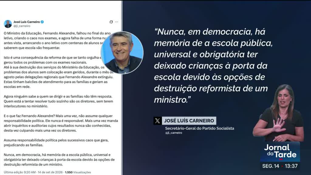 Secretário-Geral do PS acusa ministro da Educação de ter opções de destruição reformista