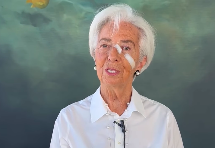 Christine Lagarde explica pensos na cara no anúncio da saída do BCE