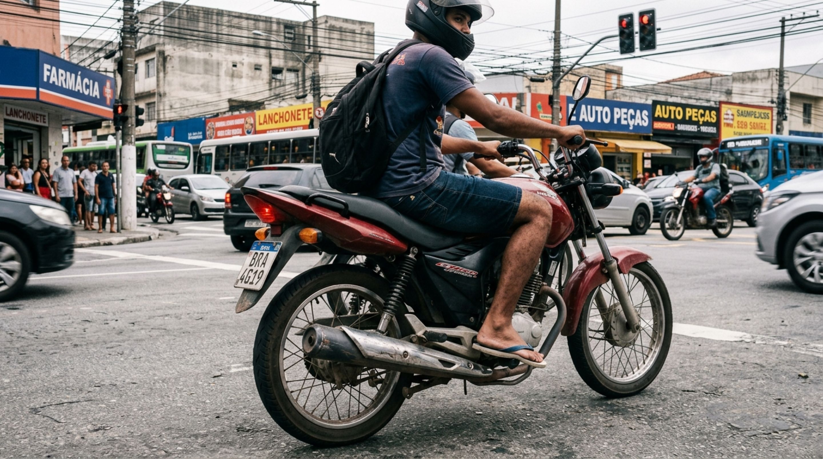 O que diz a lei sobre motociclistas que pilotam de chinelo ou descalços?