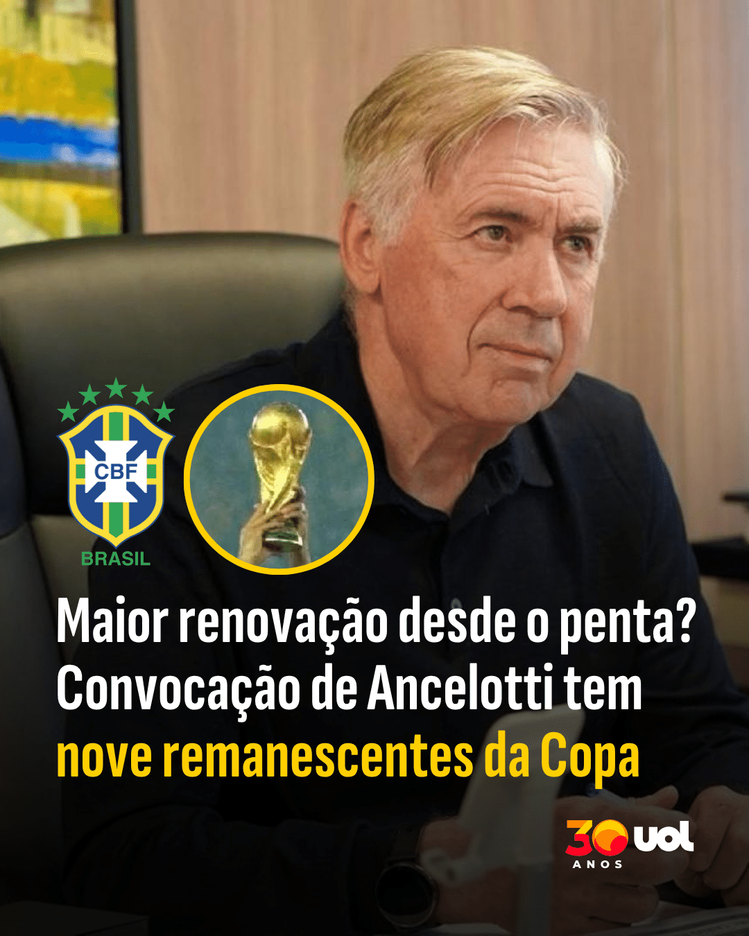 Maior renovação desde o penta? Convocação de Ancelotti tem nove remanescentes da Copa