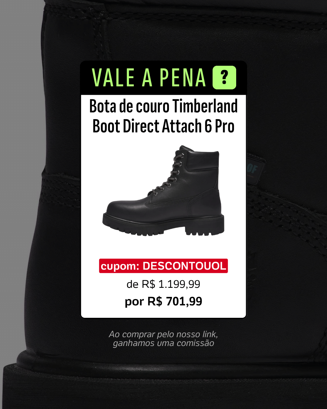 Bota de couro impermeável da Timberland tem R$ 418 off com cupom do UOL