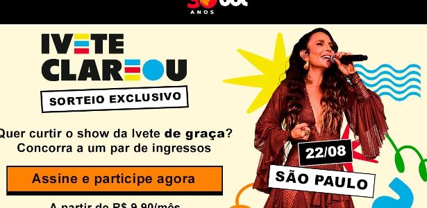 Assinante UOL pode concorrer a ingressos para ver Ivete Sangalo