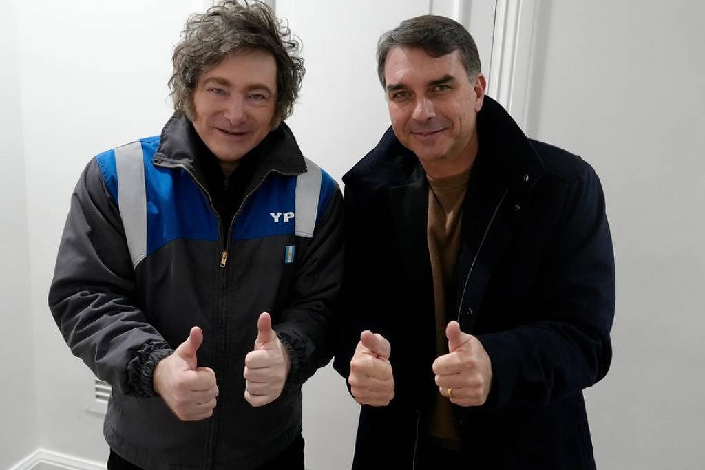 Milei diz que virá ao Brasil para lançamento da candidatura de Flávio Bolsonaro