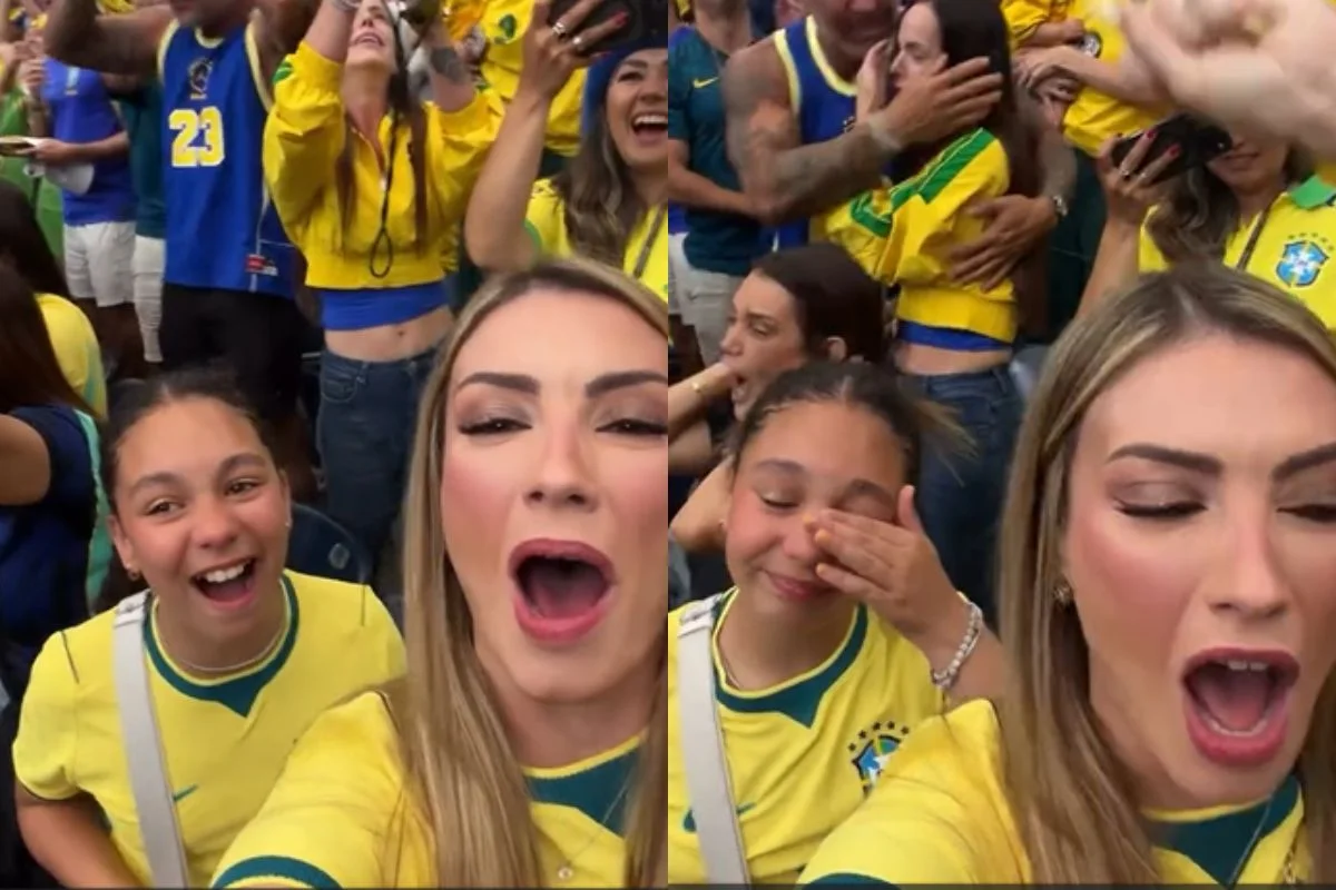 Filha de Casemiro vai às lágrimas com gol do pai na vitória do Brasil
