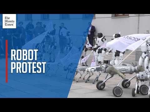 Organização faz protesto com robôs na Polônia e pede regras para IA