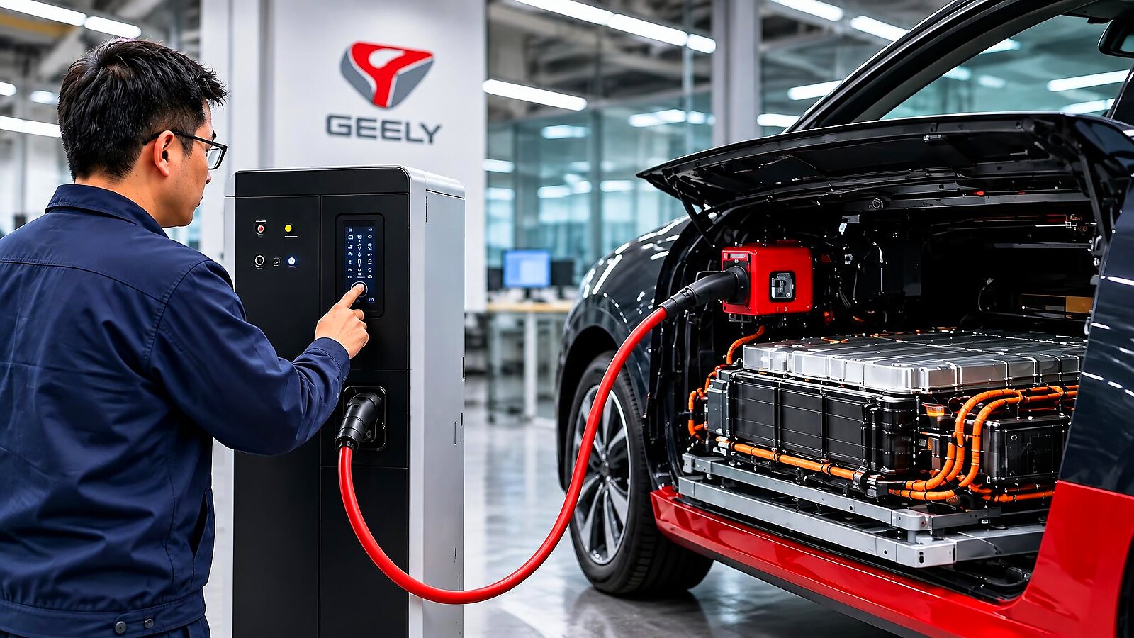 Geely leva carro elétrico de 10% a 70% em 4 minutos e 30 segundos com carregador de 2.250 kW e supera tempo anunciado pela BYD