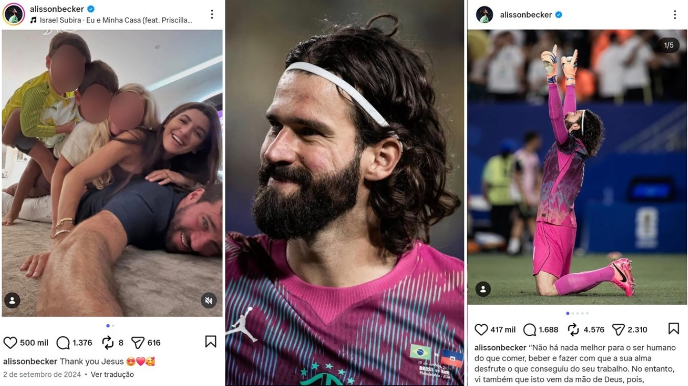 Alisson Becker, o goleiro da seleção que exalta a paternidade, casamento e fé