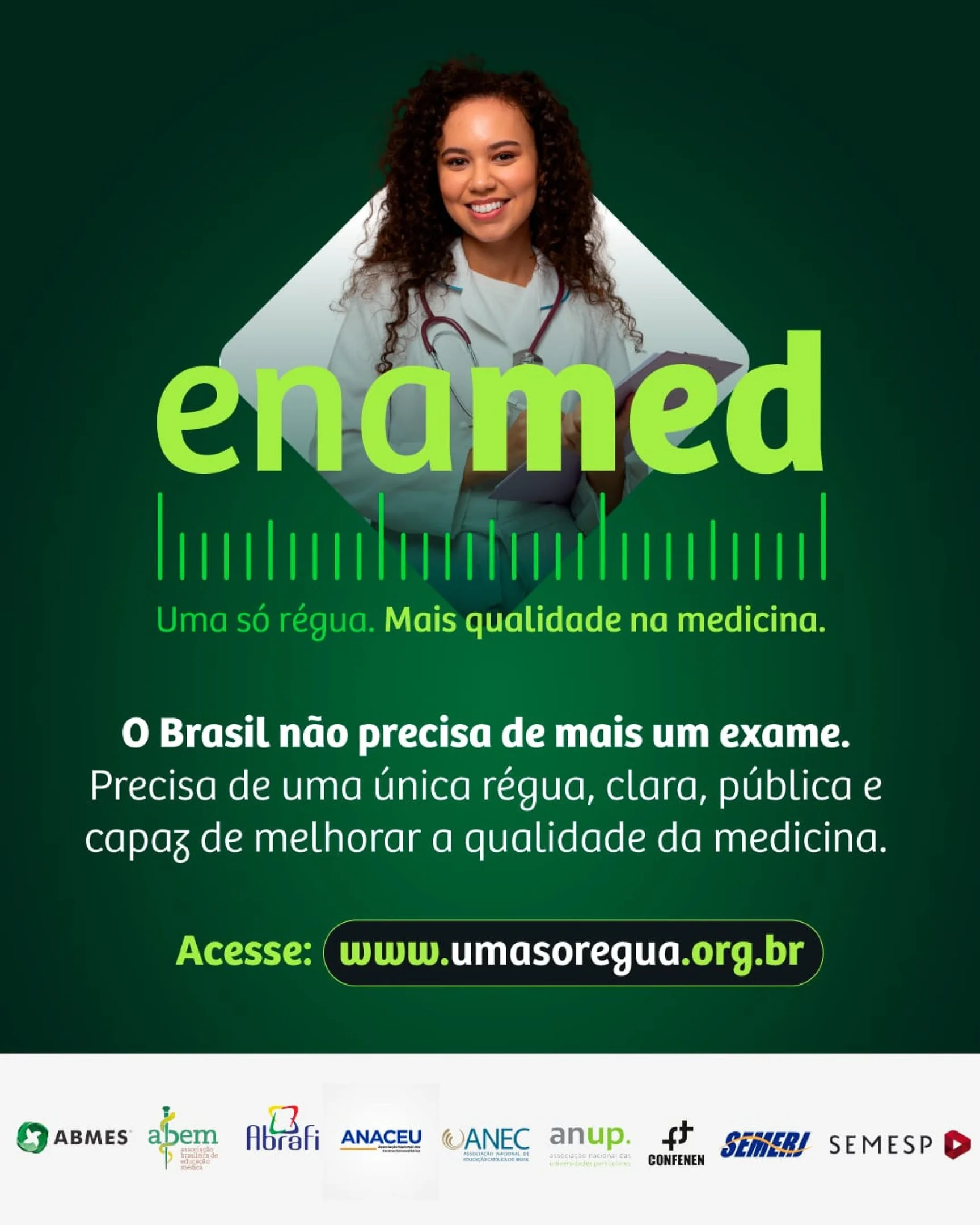 Enamed: Movimento 'Uma Só Régua' defende avaliação única para médicos