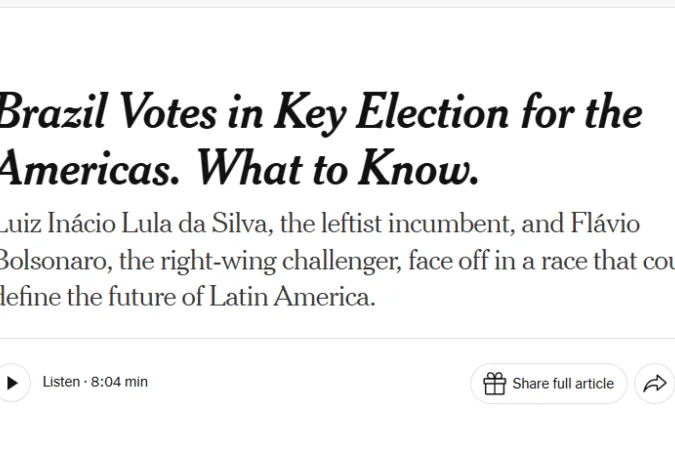 Imprensa internacional repercute eleição no Brasil: "Futuro da América Latina"