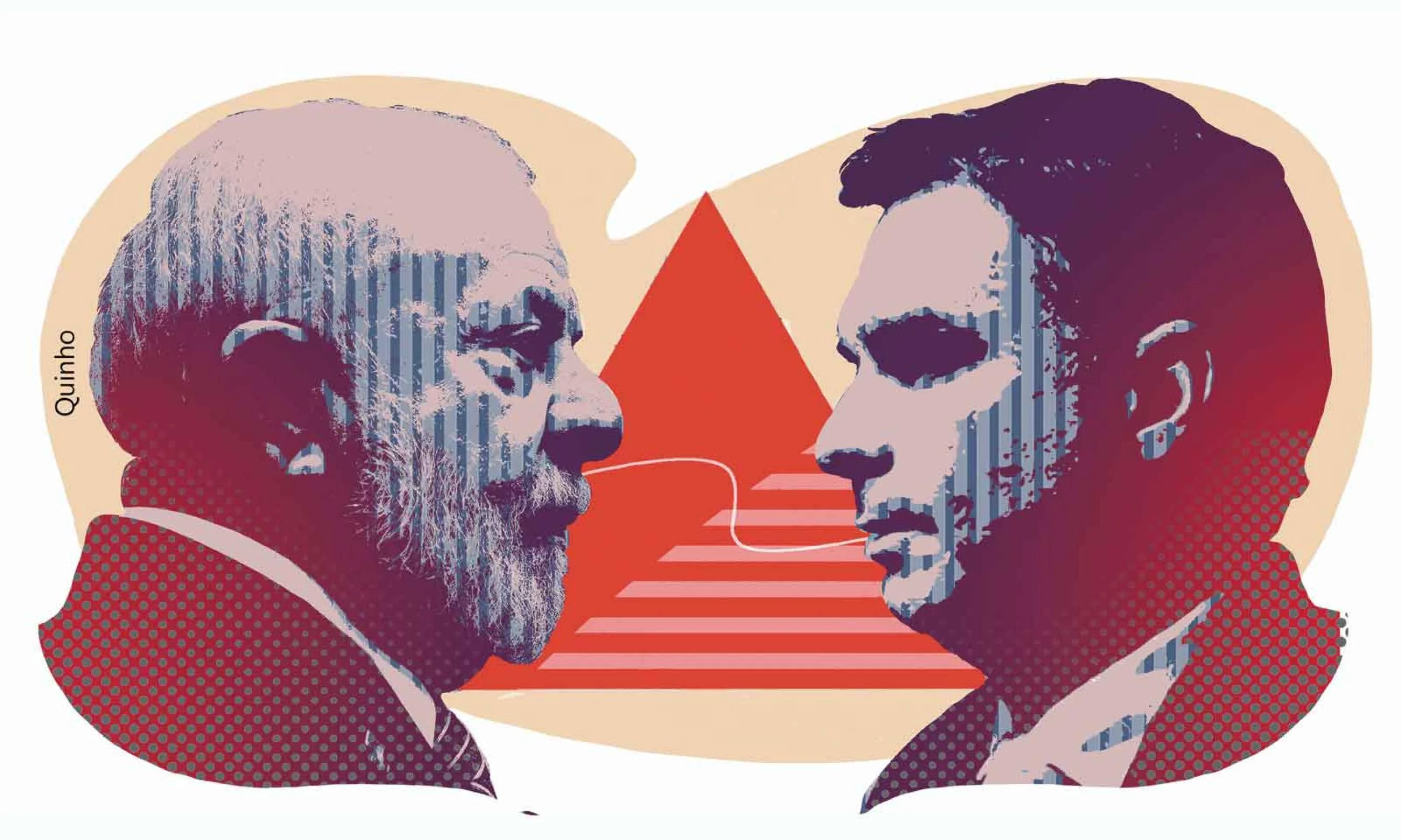 Flávio e Lula em disputa pelo pêndulo de Minas