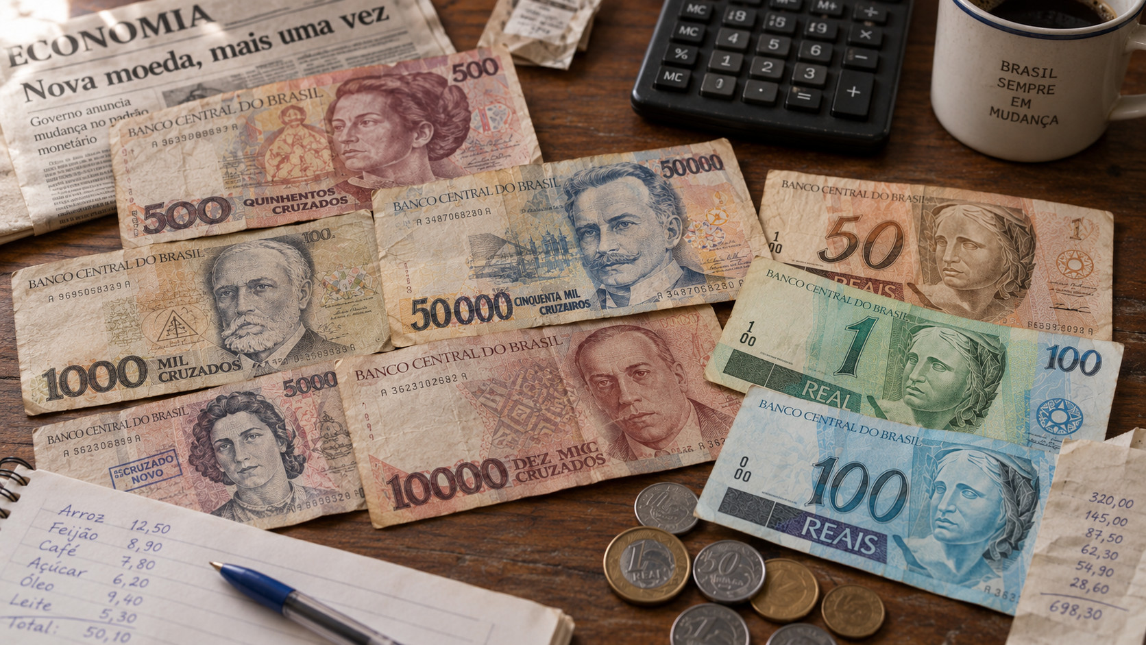 Relembre quando o Brasil mudou de moeda várias vezes em poucos anos