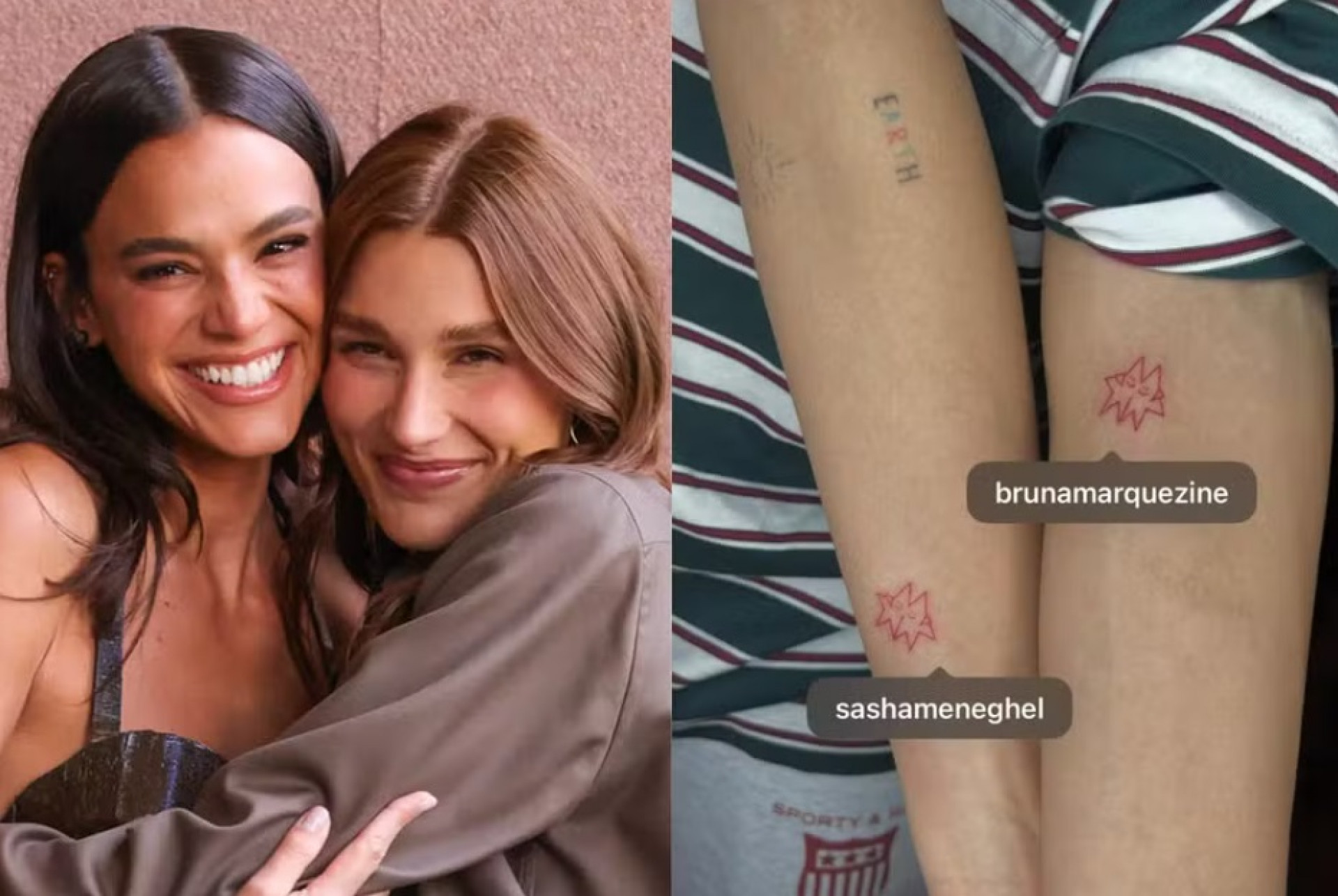Bruna Marquezine e Sasha Meneghel eternizam amizade com tatuagens iguais; veja