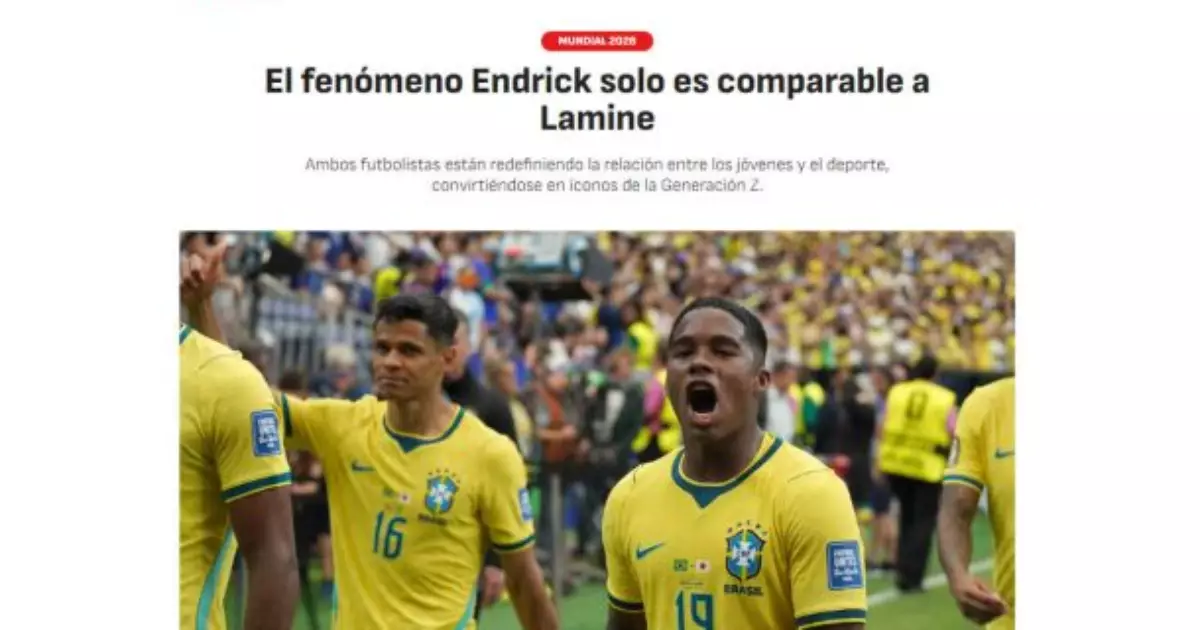 Jornal espanhol coloca Endrick no mesmo patamar de Lamine Yamal: "Fenômeno"