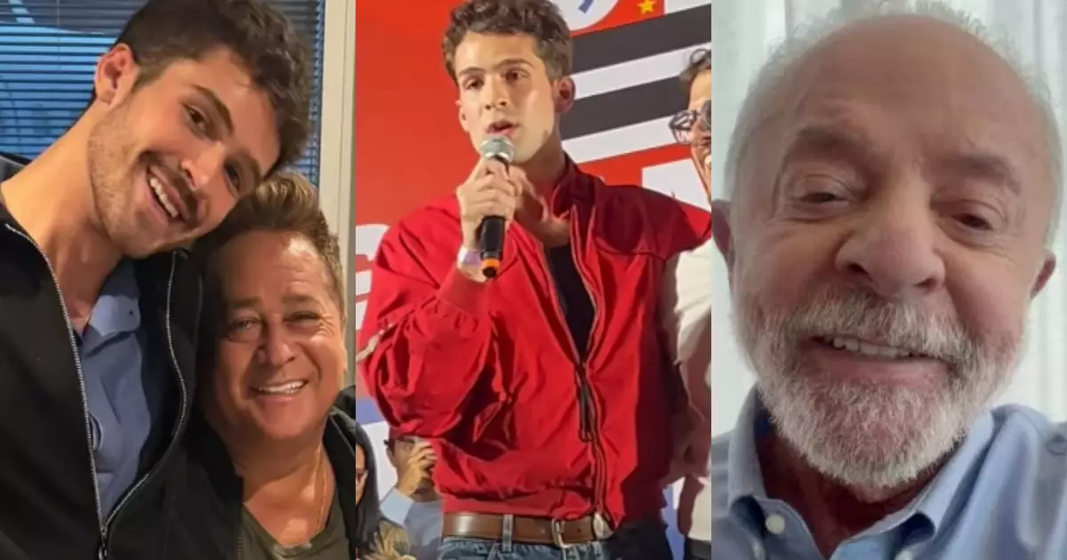 Filho de Leonardo, João Guilherme surge em ato por Lula e faz discurso: 'Amar quem se ama'
