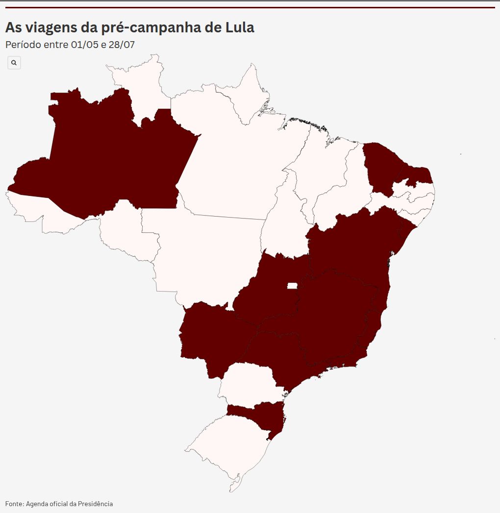 Lula privilegia viagens ao RJ enquanto PT vê chance de avançar no estado