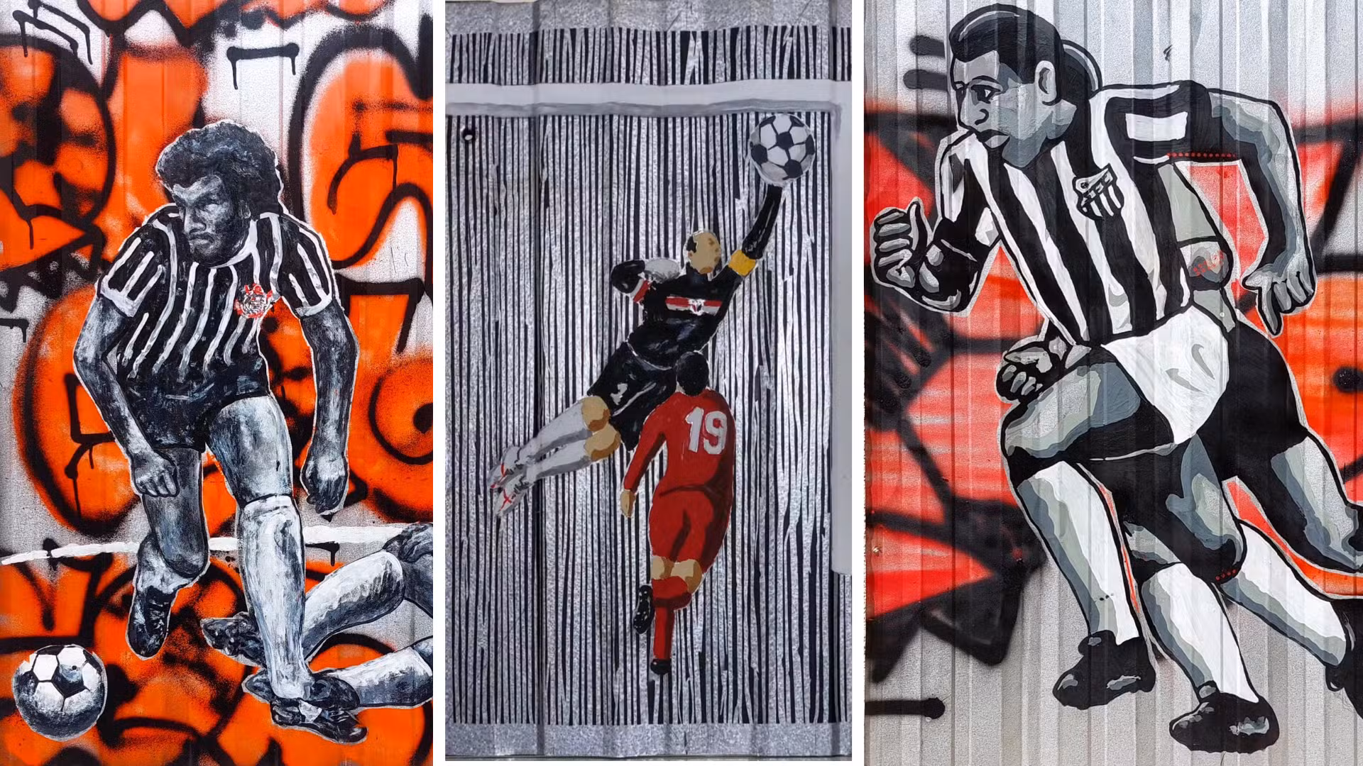 FOTOS: artista de Sorocaba usa telhas de zinco e chapas metálicas para pintar cenas do futebol