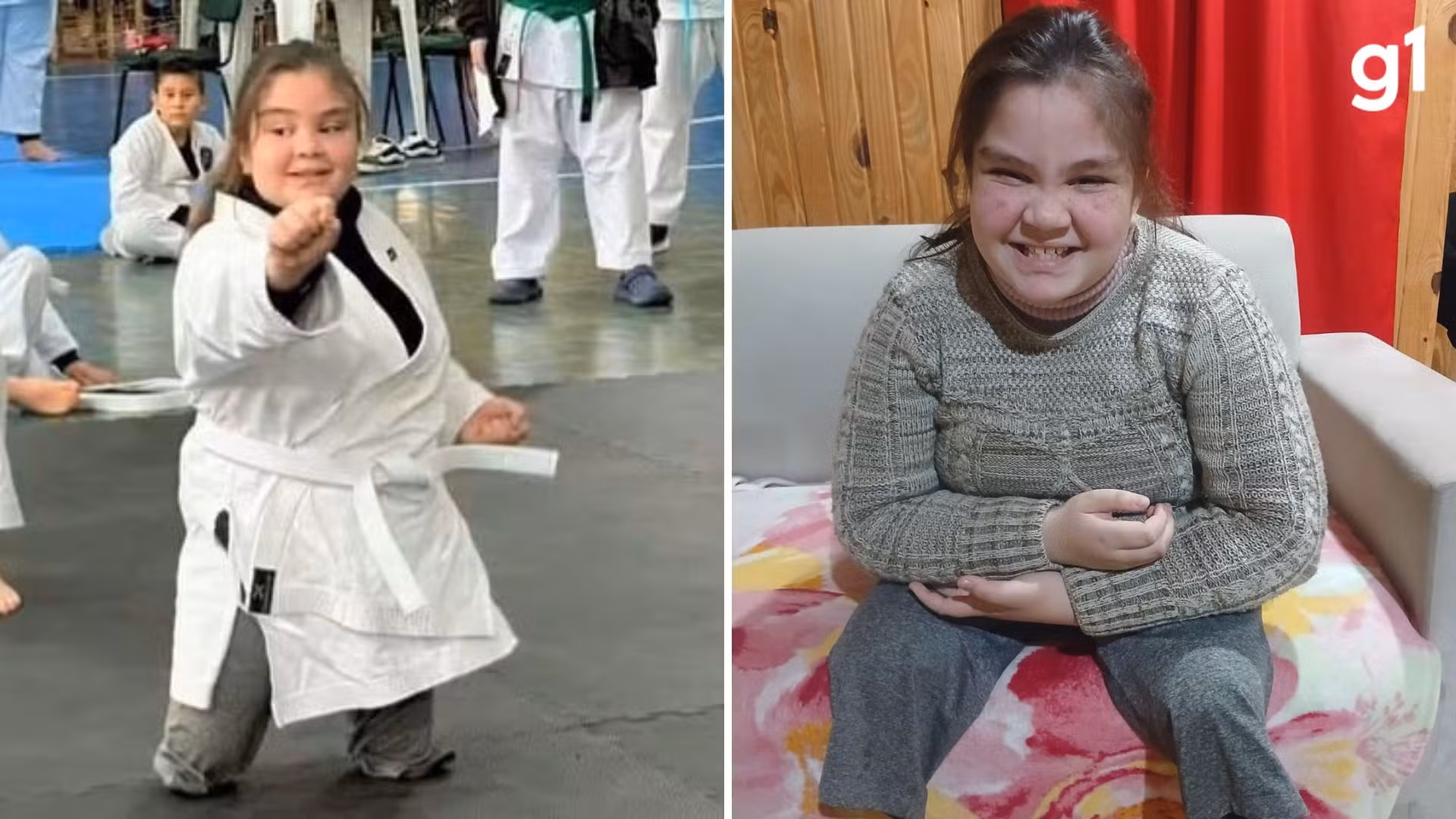 Conheça menina que nasceu sem parte das pernas e chama atenção pela dedicação ao karatê no RS