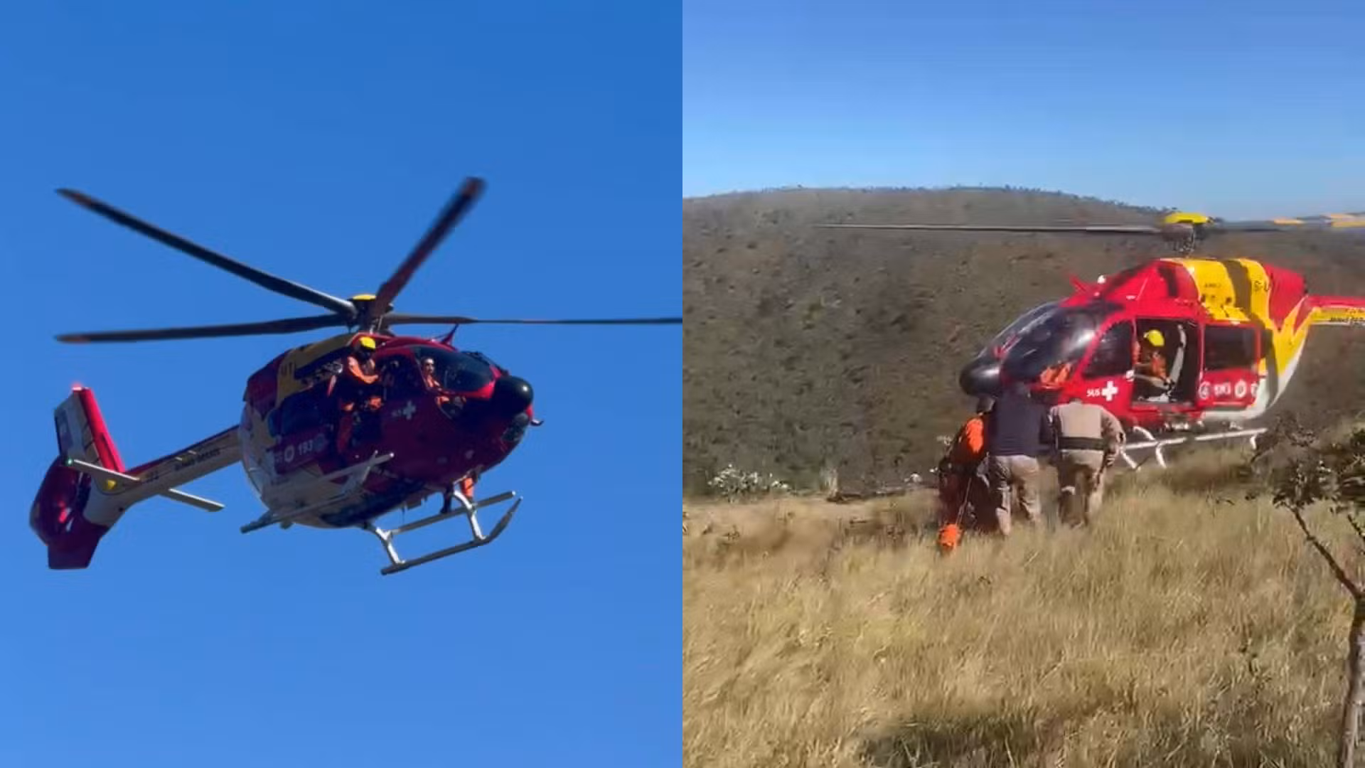 Idoso passa mal durante trilha e é resgatado de helicóptero por bombeiros na Grande BH; VÍDEO