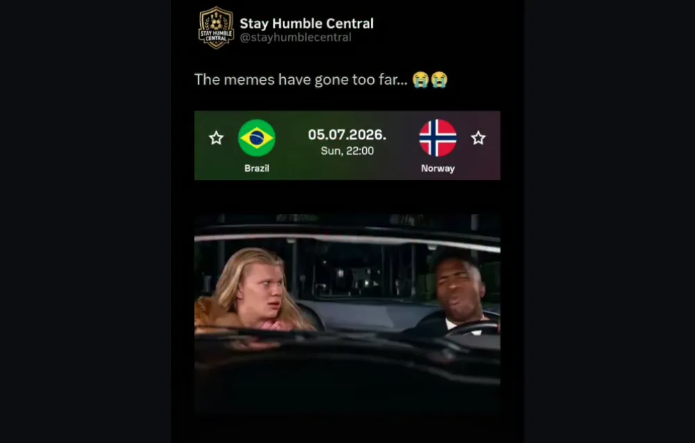 Haaland brinca com Vini Jr sobre meme que usa música do filme 'As Branquelas': 'Precisamos recriar isso'