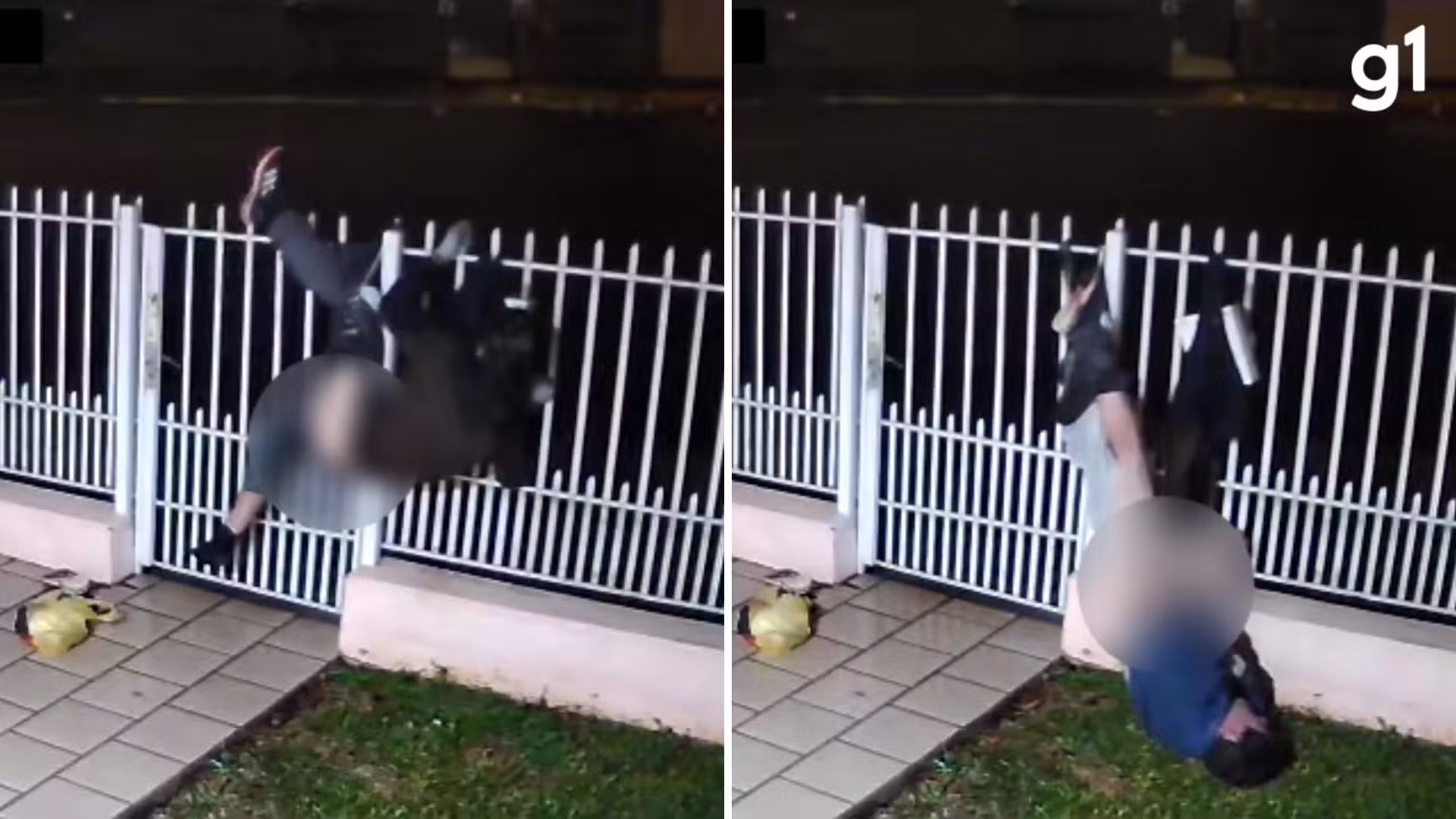 Homem fica pendurado sem calça em grade de casa após tentar invadir a residência no RS; VÍDEO