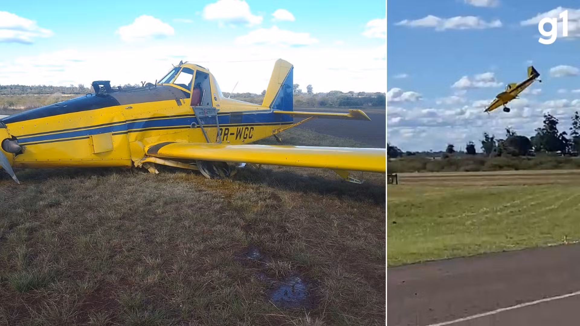VÍDEO: Avião agrícola faz pouso de emergência no RS após falha em sistema de controle