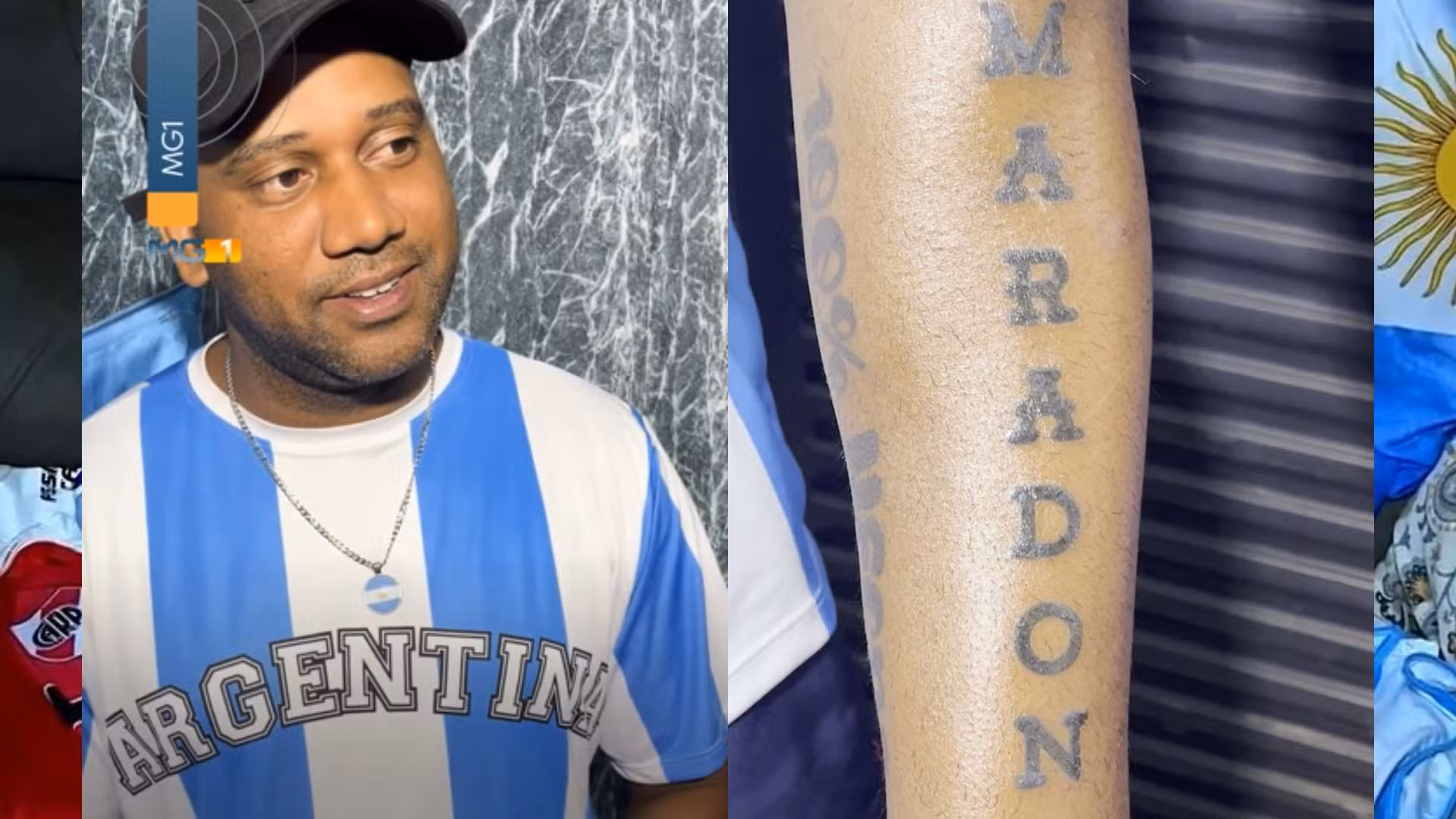 Com Maradona tatuado no braço, brasileiro sonha com o tetra da Argentina: 'Se ganhar, faço outra'