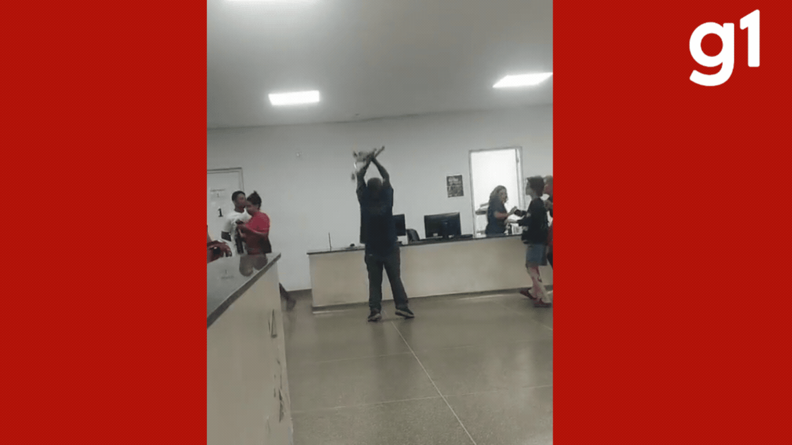 Vídeo: paciente é detido após quebrar equipamentos e agredir funcionária com muleta em UPA de Cuiabá