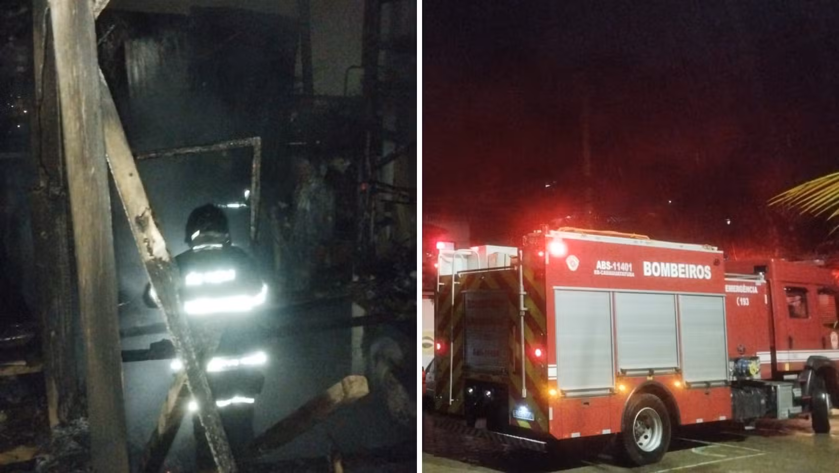 Incêndio destrói casa de madeira e mobiliza bombeiros em Caraguatatuba