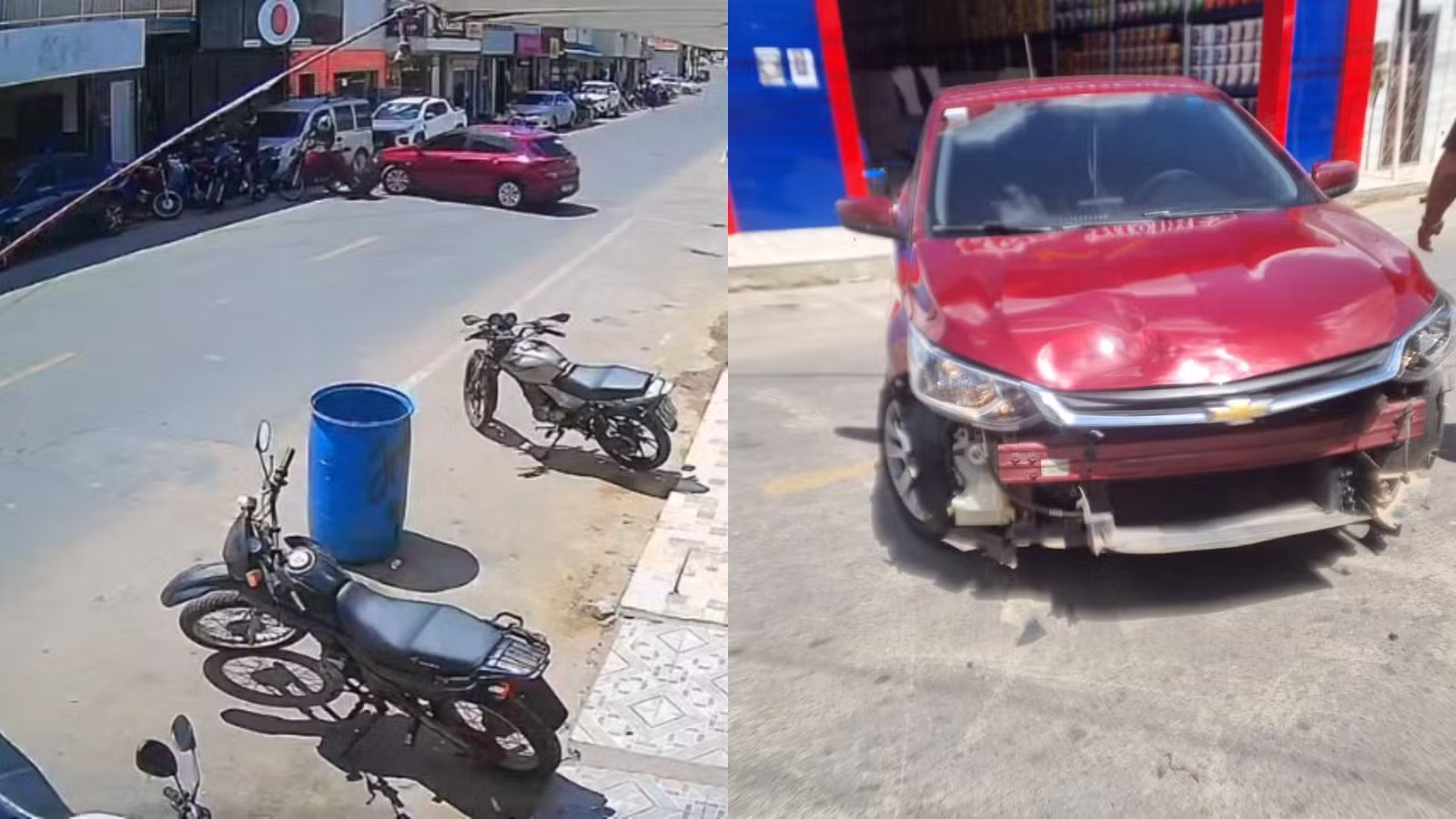 Vídeo: carro derruba motociclista, que atinge outro homem no interior do Ceará