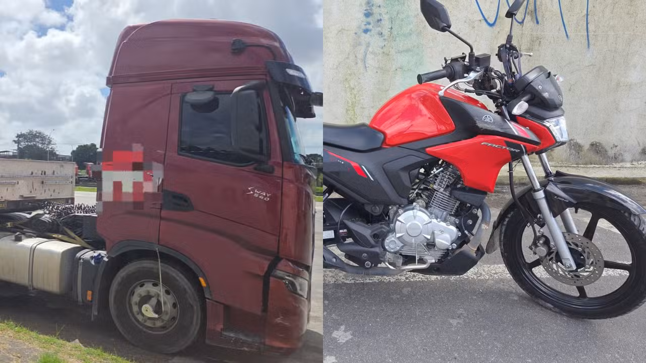 Motociclista morre após ser atropelado por carreta na BR