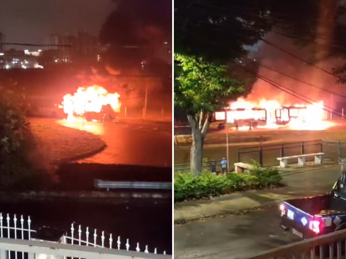 Ônibus do transporte público é destruído por incêndio em Campinas