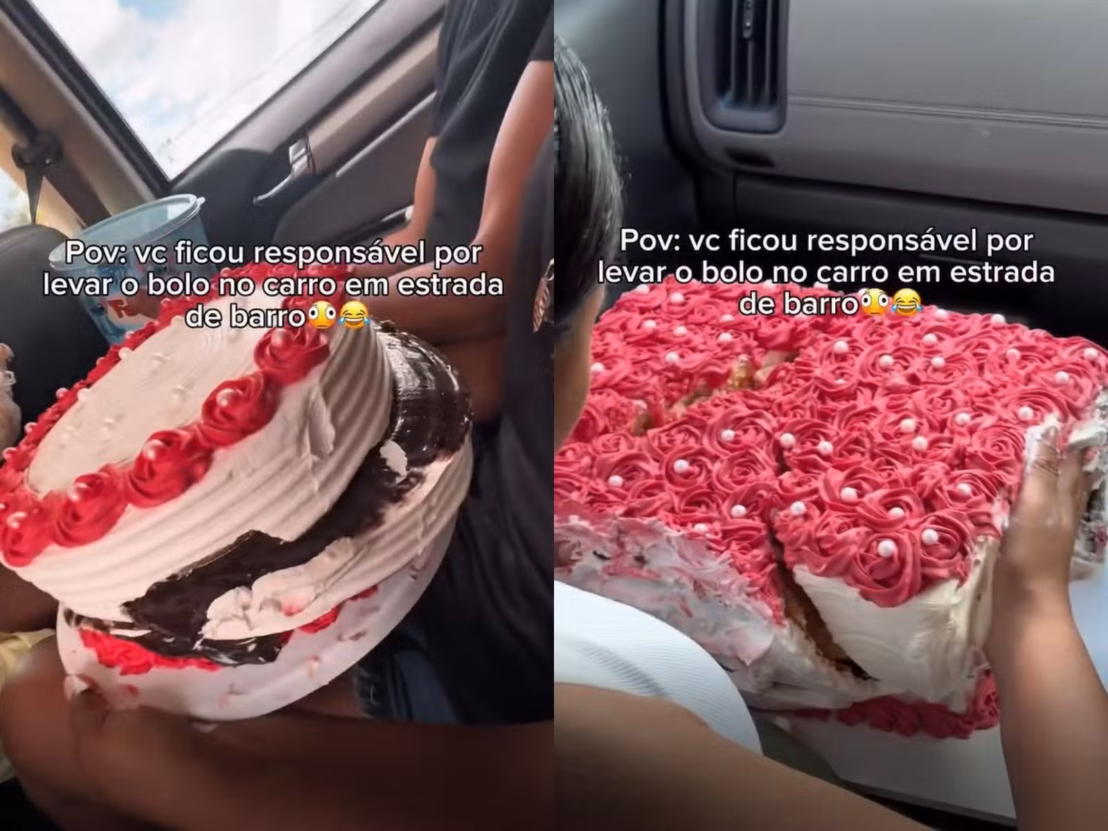 Grupo viraliza com bolo que rachou durante transporte em ramal no interior do Acre