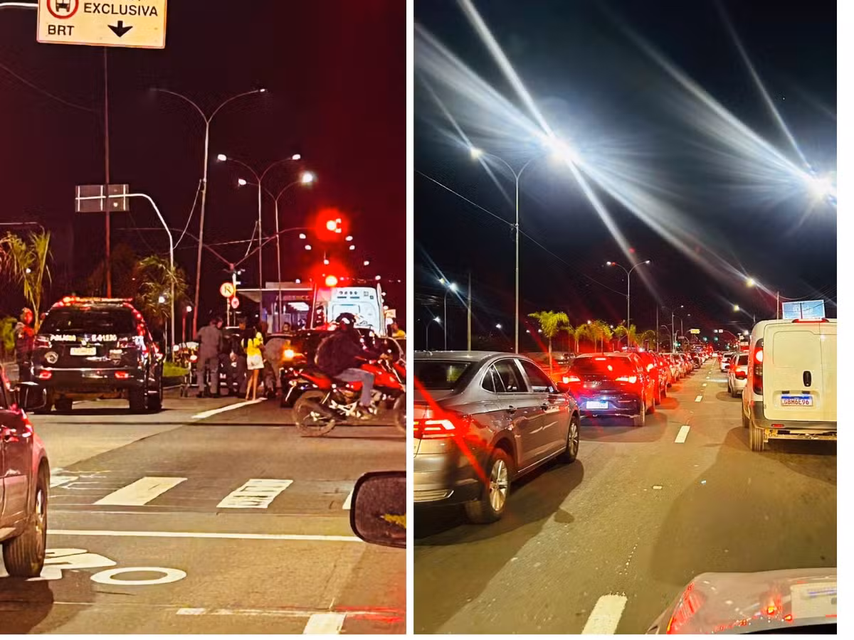 Engavetamento deixa homem ferido e congestiona trânsito na Avenida John Boyd Dunlop, em Campinas