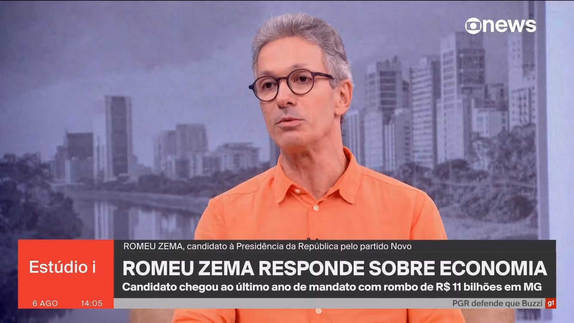 Eleições 2026: g1 e GloboNews entrevistam Romeu Zema, candidato à Presidência pelo Novo