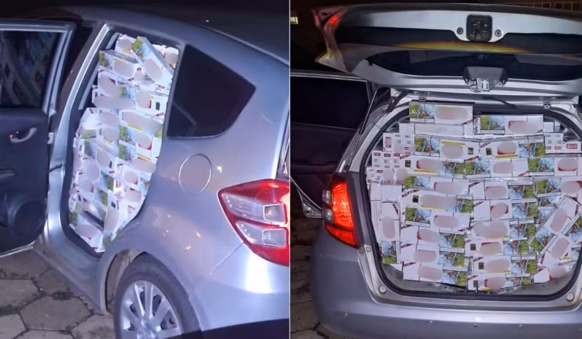 Dupla é presa com carga de cigarros contrabandeados em veículos no interior de SP