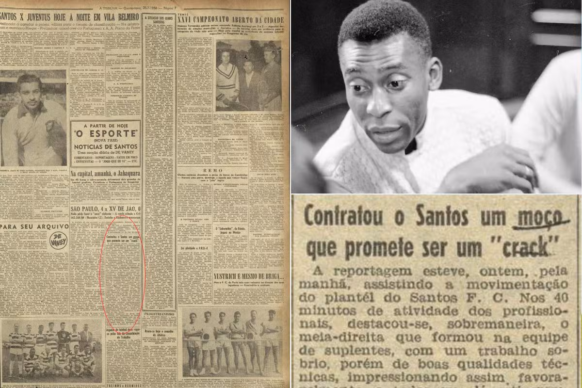 Jornal anunciou contratação de Pelé pelo Santos FC há 70 anos: 'moço que promete ser um ‘crack?