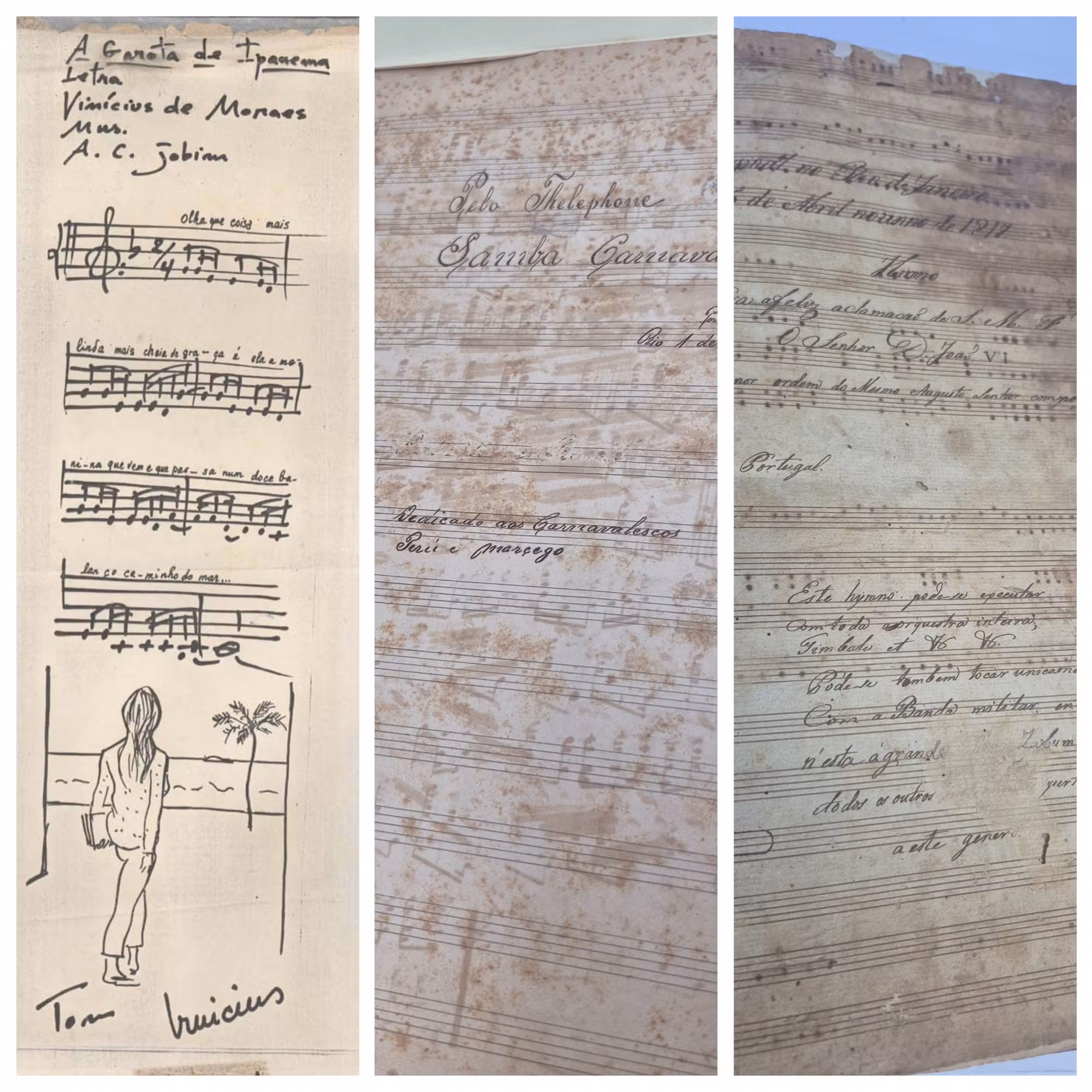 Hino Nacional, 'Pelo Telefone', 'Carinhoso', 'Garota de Ipanema' com desenho: conheça partituras raras mantidas em instituições do Rio