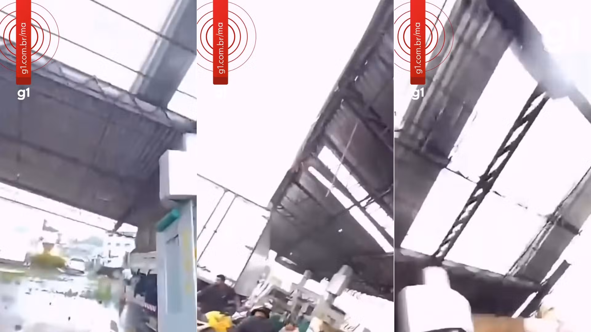 VÍDEO: Parte do teto de posto de combustível é arrancado durante ventania em São Luís