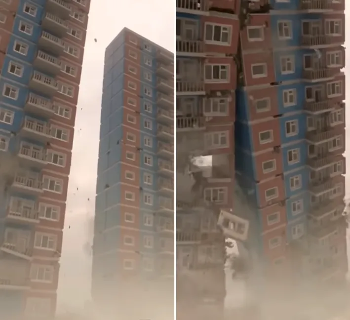 É #FAKE que vídeo de prédios desabando e colidindo mostre terremoto na Venezuela; cena exibe simulação de videogame