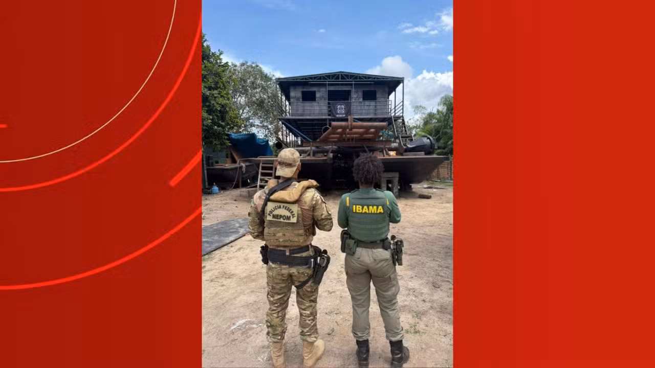 PF e Ibama fecham estaleiro clandestino suspeito de fabricar dragas para garimpo ilegal em Manaus