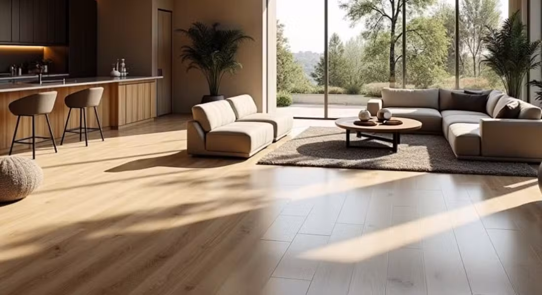 Porcelanatos amadeirados reforçam conforto visual nos projetos.