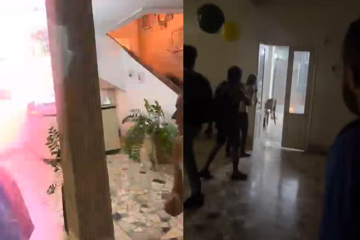 Fiação elétrica explode durante temporal e causa desespero em hotel de Campo Grande; VÍDEO