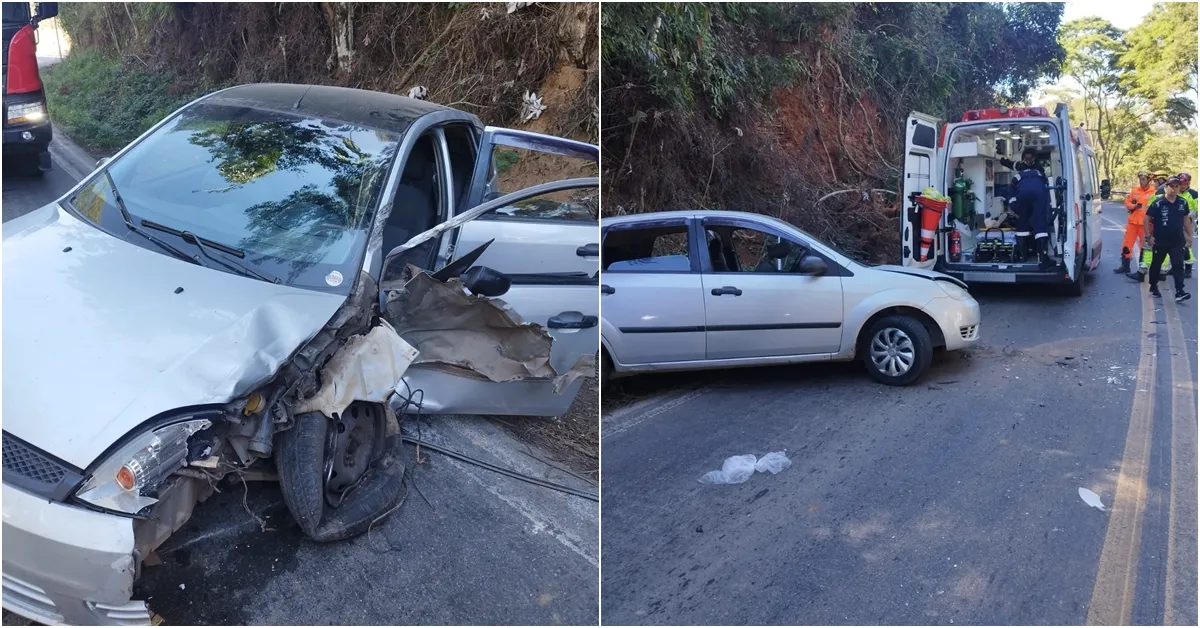 Acidente entre caminhão e carro deixa três feridos na MG