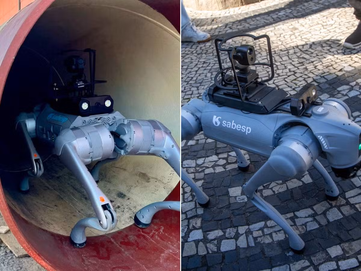 Cachorro-robô é enviado em missão por tubulações submersas e encara gases tóxicos no Porto de Santos