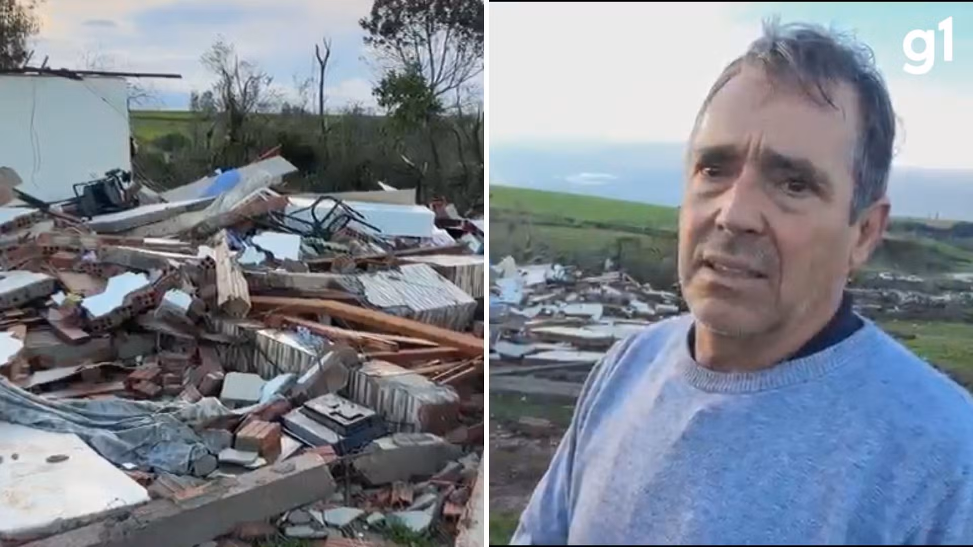 'Desespero total': Família precisou ser resgatada de escombros após tornado destruir casas no RS; VÍDEO