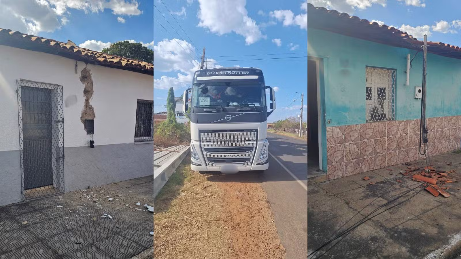 Carreta rompe fiação e causa danos a casas em cidade no PI; motorista tenta fugir e é levado à delegacia