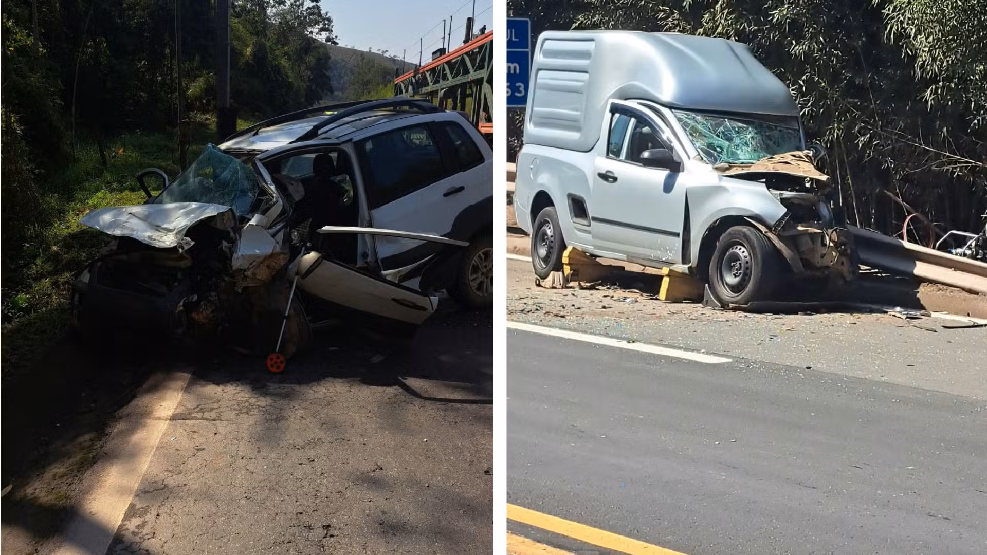 Batida de frente entre dois carros deixa um morto e um ferido grave na BR