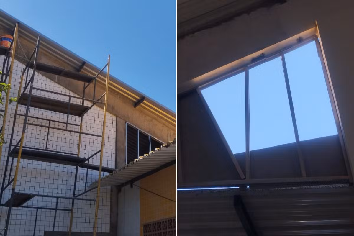 Professora e aluna ficam feridas após placa de concreto desabar dentro de escola no litoral de SP