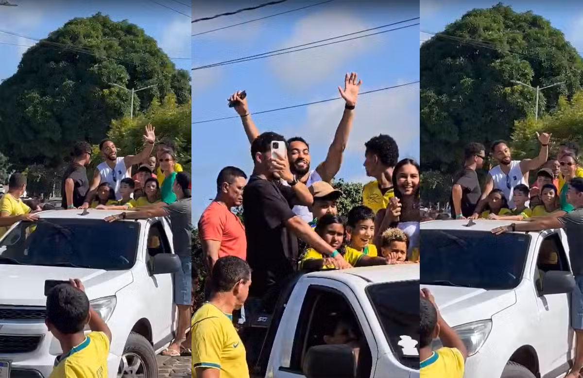 Após eliminação na Copa do Mundo, Matheus Cunha é recebido com festa em Baía Formosa