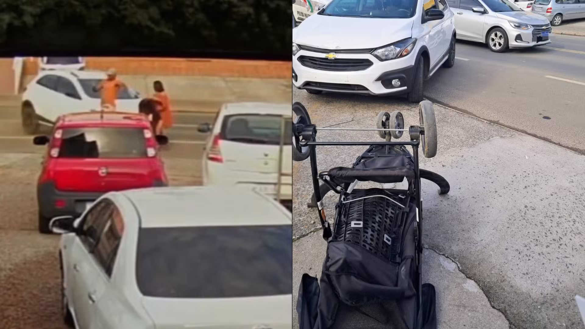 VÍDEO: Carro atropela mãe e bebê em carrinho no Sul de SC